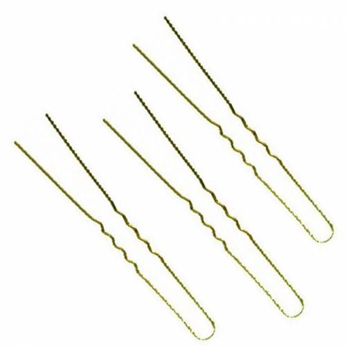 Ace Par Ondulate Aurii cca 180 g/ aprox 215 buc - Prima Ball Pointed Hair Pins Waved 55 mm
