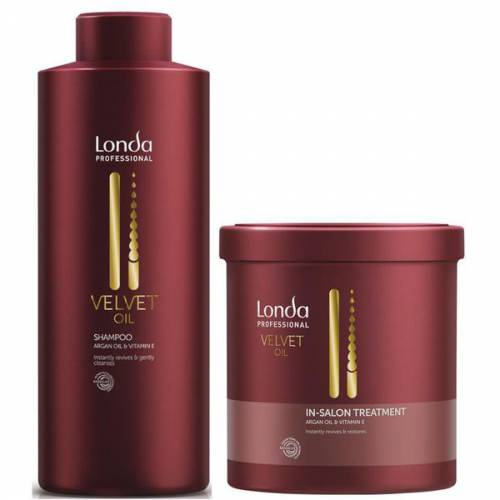 Pachet Hidratant cu Ulei de Argan - Londa Professional Velvet Oil: Sampon 1000 ml - Masca 750 ml