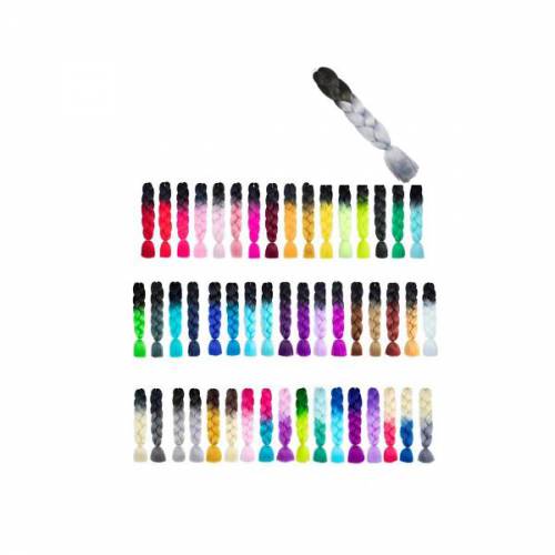 Extensii Colorate pentru Impletituri Bicolore Negru-Gri Lucy Style 2000 - 1 buc