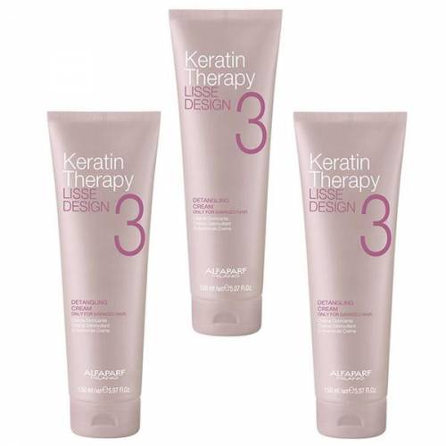 Pachet 3 x Crema pentru Descurcarea Parului - Alfaparf Milano Keratin Therapy Lisse Design Detangling Cream - 150ml