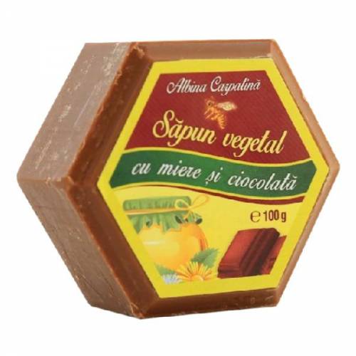 Sapun Hexagonal Vegetal cu Miere si Ciocolata Albina Carpatina - Apicola Pastoral Georgescu - 100g