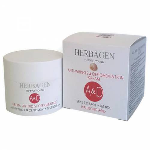 Crema Antirid si Depigmentare cu Extract din Melc - Retinol si Acid Hialuronic Herbagen - 50g