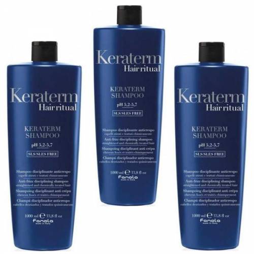 Pachet 3 x Sampon pentru Netezire - Fanola Keraterm Hair Ritual Anti-Frizz Disciplining Shampoo - 1000ml