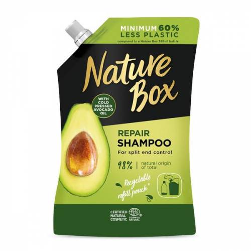 Rezerva Sampon Reparator pentru Par Deteriorat cu Ulei de Avocado Presat la Rece - Nature Box Repair Shampoo with Cold Pressed Avocado Oil - 500 ml