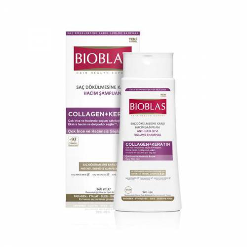 Sampon anticadere Bioblas colagen + keratina pentru par subtire - 360 ml