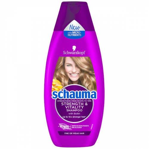 Sampon Fortifiant pentru Par Fin sau Fragil - Schwarzkopf Schauma Strength & Vitality Shampoo for Fine or Weak Hair - 400 ml