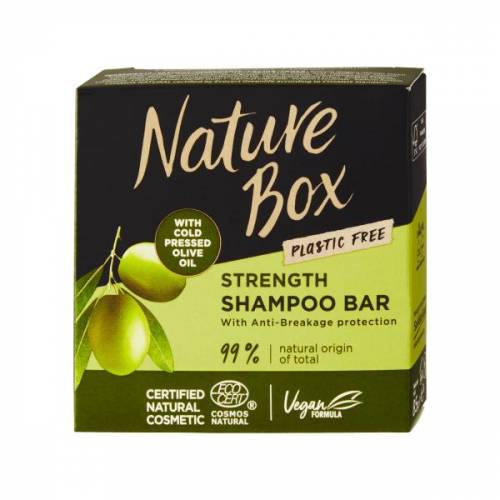 Sampon Solid Fortifiant cu Ulei de Masline Presat la Rece - Nature Box Strenght Shampoo Bar with Cold Pressed Olive Oil Plastic Free - 85 g
