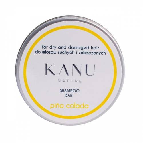 Sampon Solid cu Pina Colada in Cutie de Metal pentru Par Uscat si Deteriorat - KANU Nature Shampoo Bar for Dry and Damaged Hair Pina Colada - 75 g