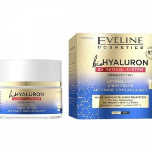 Crema de fata - Eveline Cosmetics - Bio Hyaluron 3x Retinol System - Lifting Actively Rejuvenating - 50+ - 50 ml