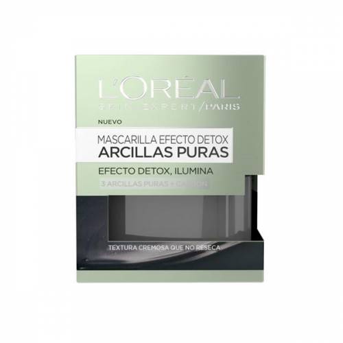 Masca Faciala Detoxifianta cu Argila Pura - L'Oreal Paris Mascarilla Exfoliante Arcillas Puras 3 Argillas Puras + Carbon - 50 ml: