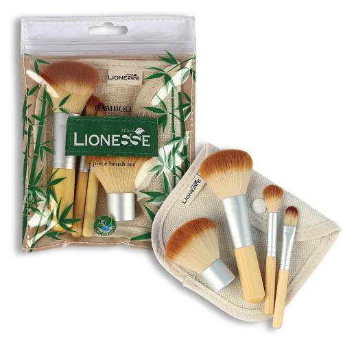 Lionesse bamboo 4in1 makeup brush set voiaj pensule machiaj