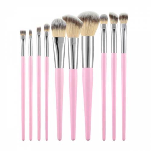 Set 10 Pensule Roz pentru Machiaj - Mimo Makeup Brush Pink - 10 buc