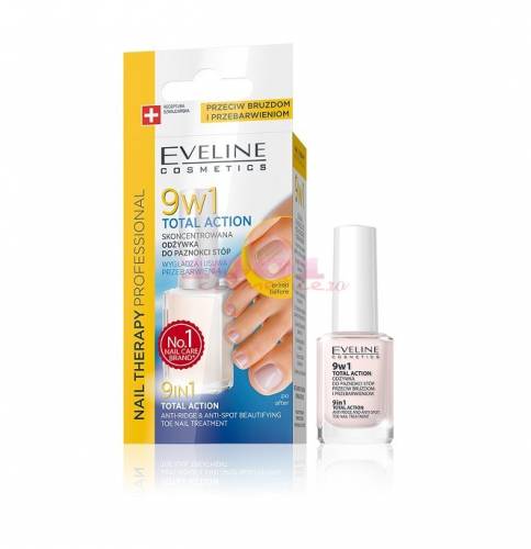 Eveline cosmetics 9 in 1 total action tratament pentru unghiile picioarelor