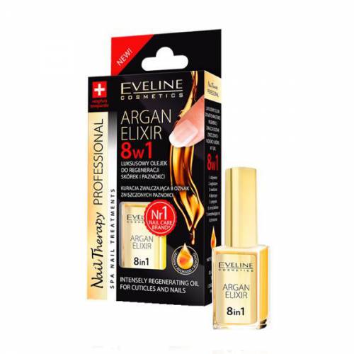 Ulei tratament pentru unghii si cuticule - Eveline Cosmetics - elixir 8 in 1 cu ulei de argan 12 ml