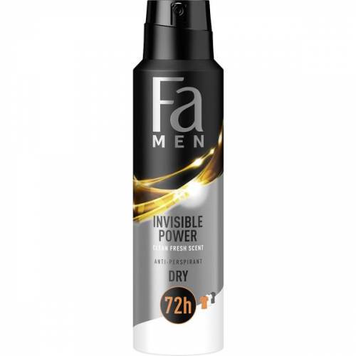 Deodorant Spray Antiperspirant Dry pentru Barbati Invisible Power 72h Fa Men - 150 ml