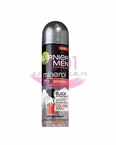 Garnier men mineral deodorant anti-perspirant 72h invisible black white and colors