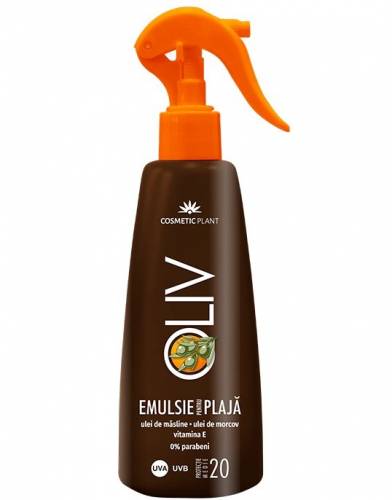 Cosmetic plant oliv spf 20 emulsie pentru plaja spray cu ulei de morcov si masline