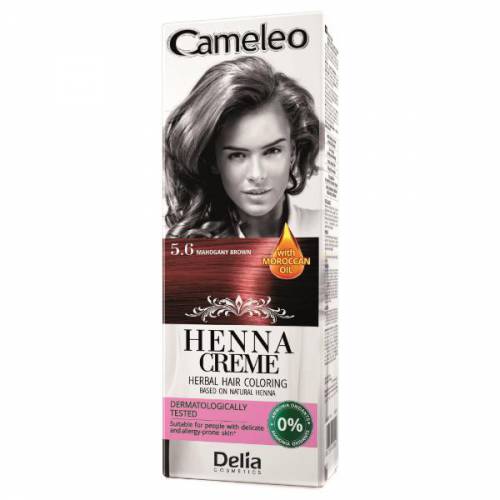 Crema Coloranta pentru Par pe Baza de Henna Cameleo Delia Cosmetics - nuanta 56 Mahogany Brown - 75g