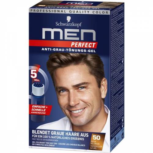 Gel Colorant pentru Barbati - Schwarzkopf Men Perfect Anti-Grey Color Gel - nuanta 50 Castaniu Deschis Natural