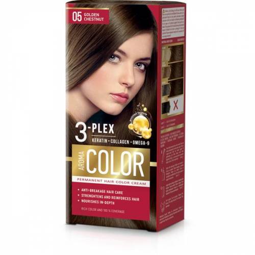 Vopsea Crema Permanenta - Aroma Color 3-Plex Permanent Hair Color Cream - nuanta 05 Golden Chestnut - 90 ml
